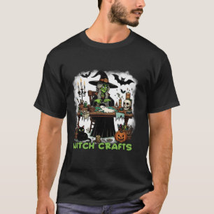 Camiseta Artesanatos de bruxas no Halloween Gato Louco Pump