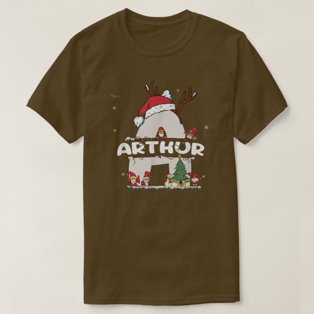 Camiseta Arthur Christmas w Arthur Name para xmas engraçado (Frente do Design)