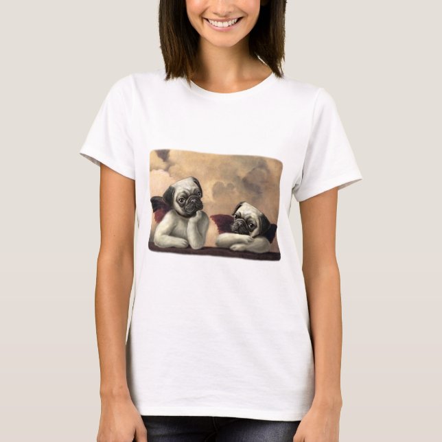 Camiseta Artigos angélicos do presente do querubim do Pug (Frente)