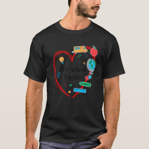 Camiseta Artigos Coloridos De Coração De Professores Pré-Es
