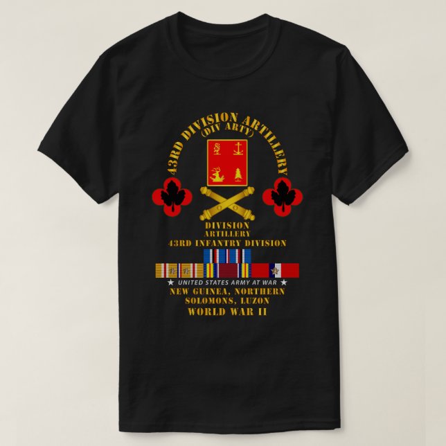Camiseta Artilharia da 43.ª Divisão Nova Guiné Norte Solomo (Frente do Design)
