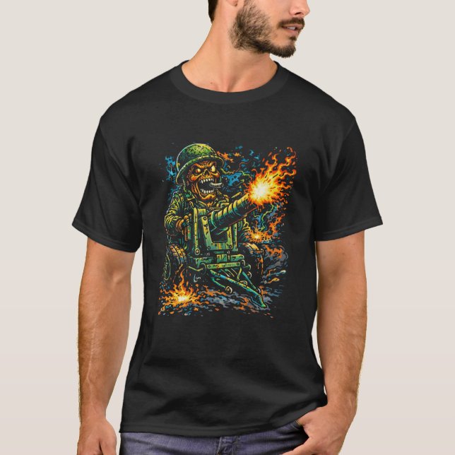 Camiseta Artillery Mayhem – Street Art Military Illustratio (Frente)