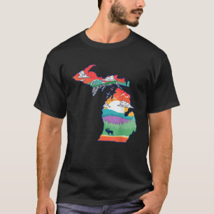 Camiseta Artis de Ilustração da Natureza do Michigan Outsid