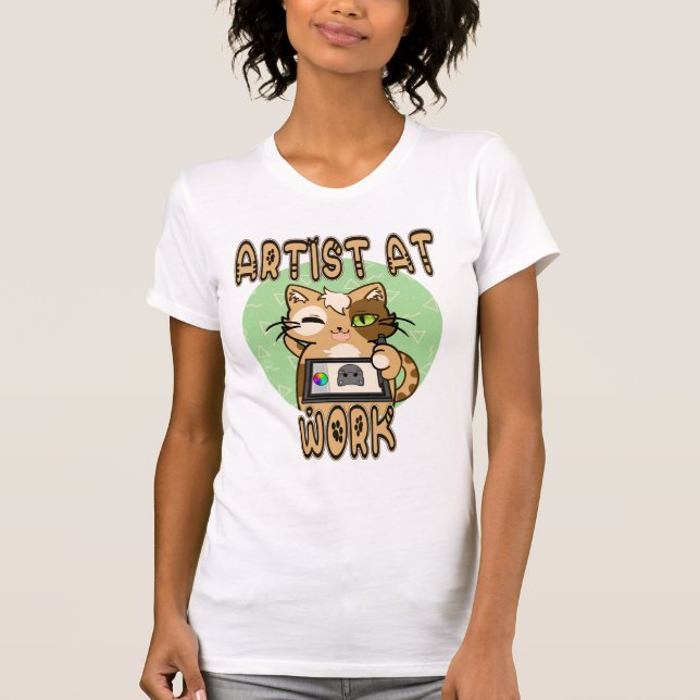 Camiseta Artist at work cute cat design (Frente)