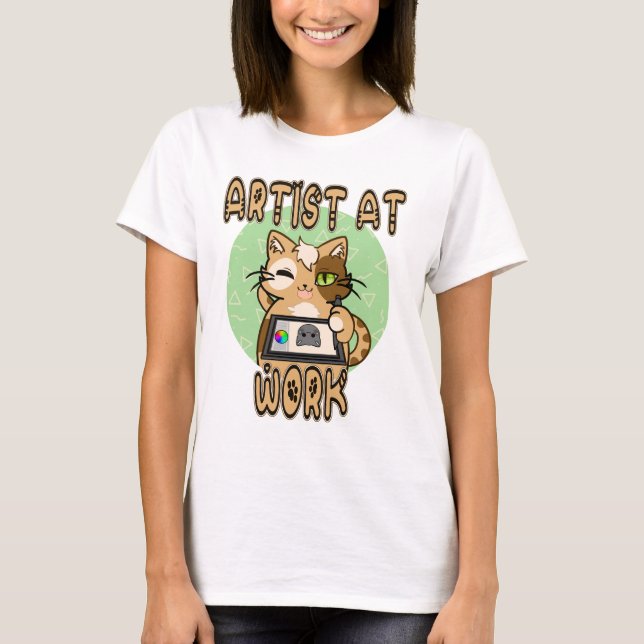 Camiseta Artist at work cute cat design (Frente)