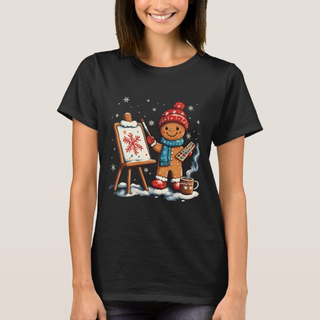 Camiseta Artist Gingerbread Painter Art Teacher Student Chr (Frente)