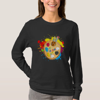Camiseta Artist Paint Palette And Brushes colorful splash