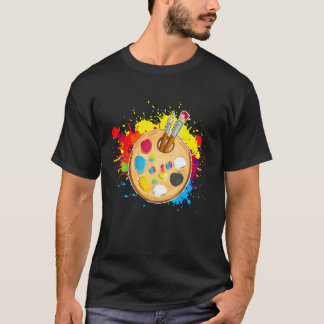 Camiseta Artist Paint Palette And Brushes colorful splash