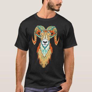 Camiseta Artista Big Horn Sheep Head 80s Vibe Sketch G