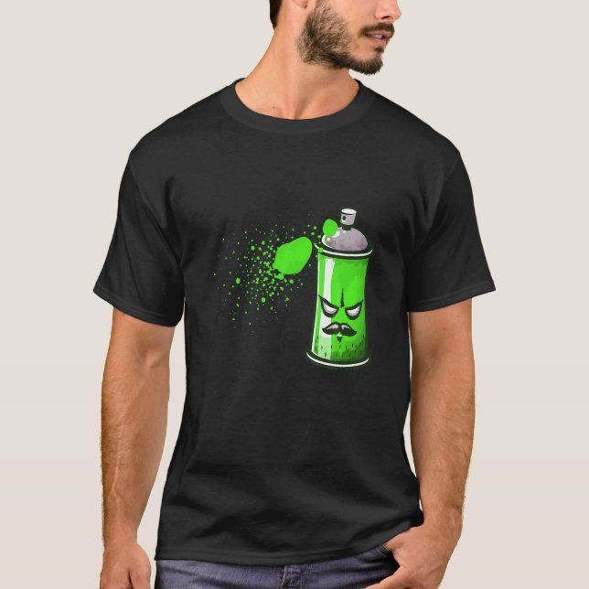 Camiseta Artista de Grafite legal Mustache Spray Can Art T  (Frente)