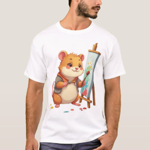 Camiseta Artista de Hamster - Camisa-T criativa de pele fin