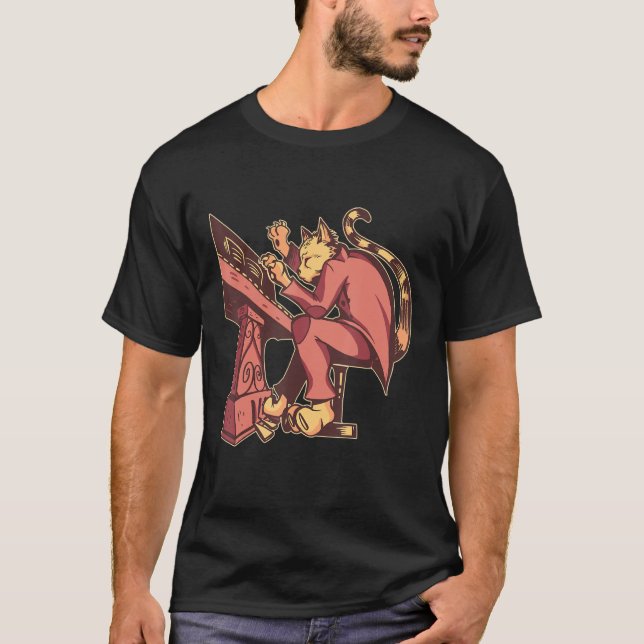 Camiseta Artista de Jazz Musical do Piano Especial Blues (Frente)