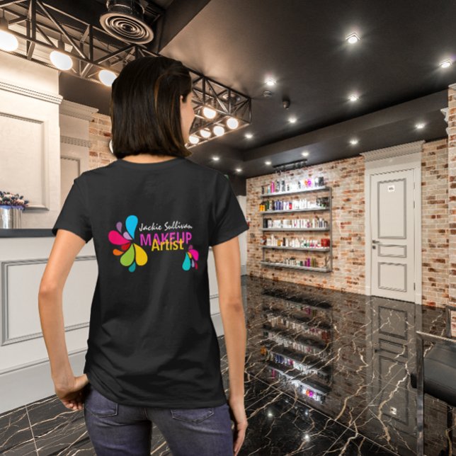 Camiseta Artista de Maquiagem de Abertura de Cores (Color Splash makeup artist business promotional t-shirt design to get your client's attention.)