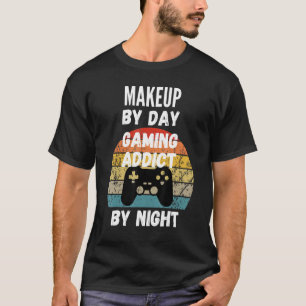 Camiseta Artista de Maquiagem de Dia Viciada em Jogos à Noi