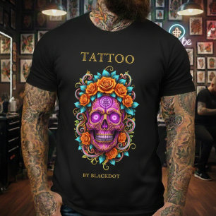 Camiseta Artista de Tatuagem Gótica Estilo de Tatuagem de C