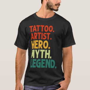 Camiseta Artista de Tatuagem Herói Mito Lenda Vintage Arte