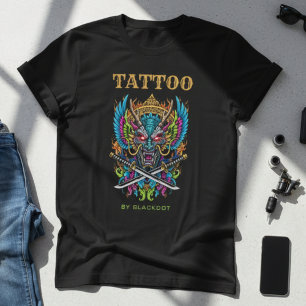 Camiseta Artista de Tatuagem Profissional Máscara de Demôni