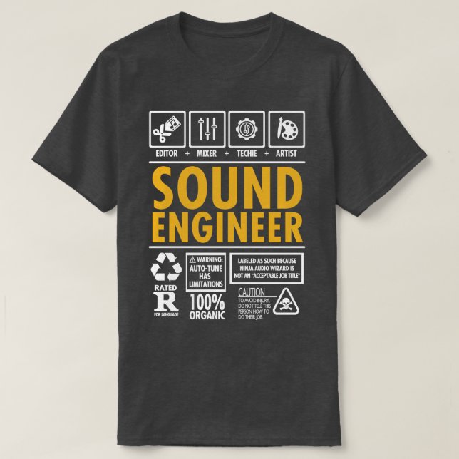 Camiseta Artista do Mixer de Engenheiros de Som (Frente do Design)