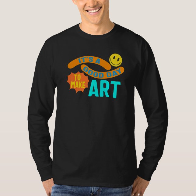 Camiseta Artista É Um Bom Dia Para Fazer Instrução De Pintu (Frente)