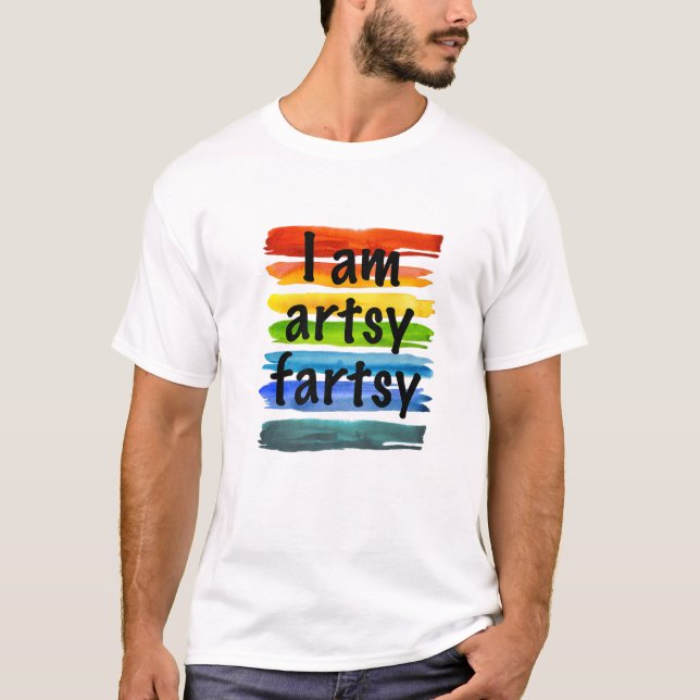 Camiseta Artista Eu Sou Artsy Fartsy Rainbow Paint Roubado  (Frente)