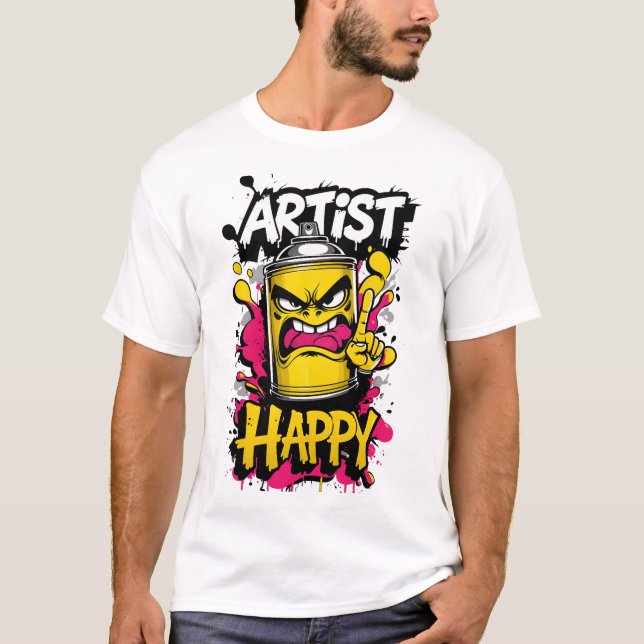 Camiseta "Artista Feliz" - Grafite Punk Spray Pode Ilustrar (Frente)