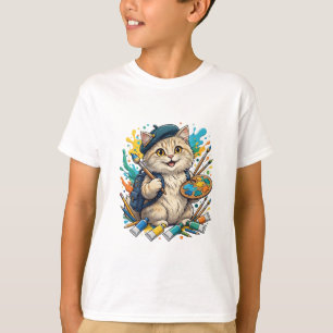 Camiseta Artista Gato Fofo - Arte de Volta às Aulas