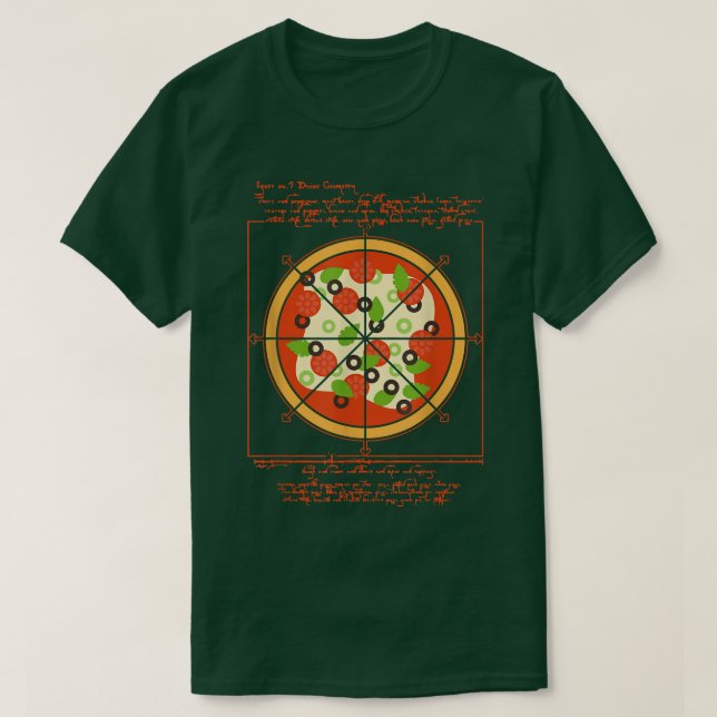 Camiseta Artista Geométrico Da Vinci Pizza Pizzaholic (Frente do Design)