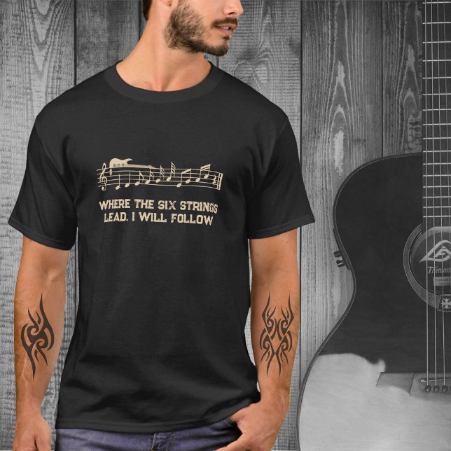 Camiseta Artista Musical Black and Tan Guitar T-Shirt (Music Artist Black and Tan Guitar T-Shirt)