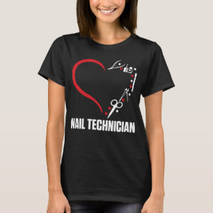 Camiseta Artista técnico do Nail Technician Heart Mani Nail