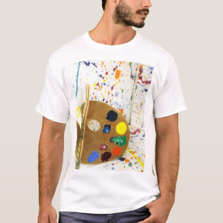 Camiseta Artistas Pintam Splatter e Paleta de Pintura