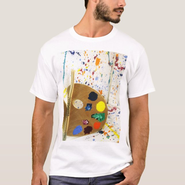 Camiseta Artistas Pintam Splatter e Paleta de Pintura (Frente)