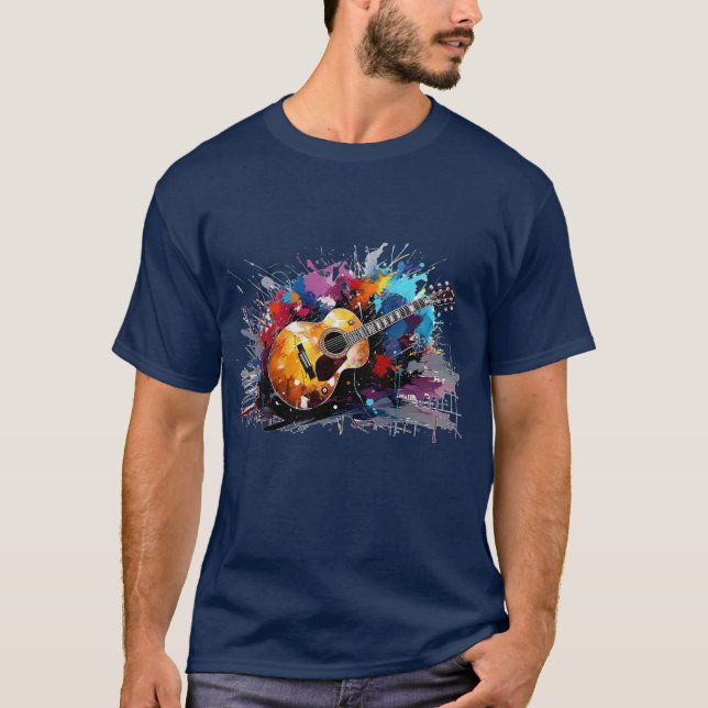Camiseta Artistic Abstract Guitar Music Lover's Art (Frente)