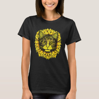 Camiseta Artistic Cat Face in the middle of Sunflower Stan