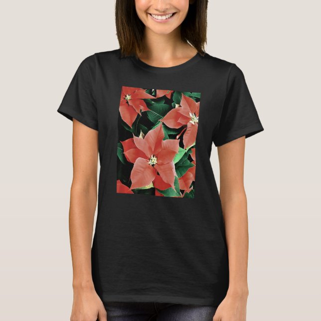 Camiseta Artistic Christmas Red Poinsettia Flowers (Frente)