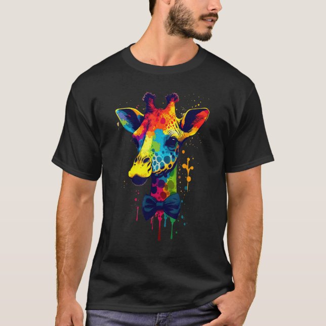 Camiseta Artistic Colorful Pop painted Giraffe 1 (Frente)