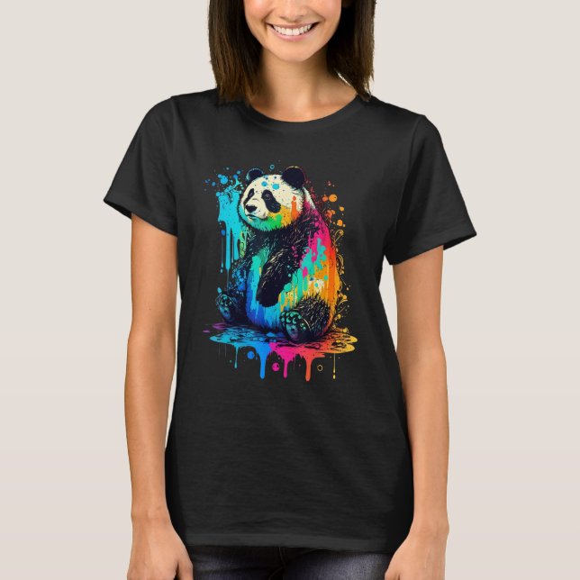 Camiseta Artistic Colorful Pop painted Panda (Frente)