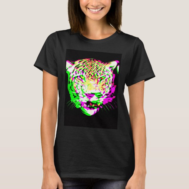 Camiseta Artistic Leopard Psychedelic Animal Cool Colorful (Frente)