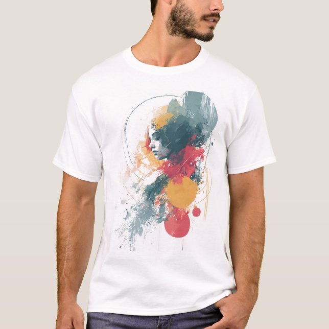 Camiseta Artistic Unisex T-Shirt - Vibrant Abstract Design  (Frente)