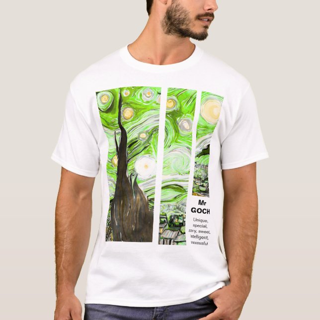 Camiseta Artistic Van Gogh Broken Green Pink (Frente)