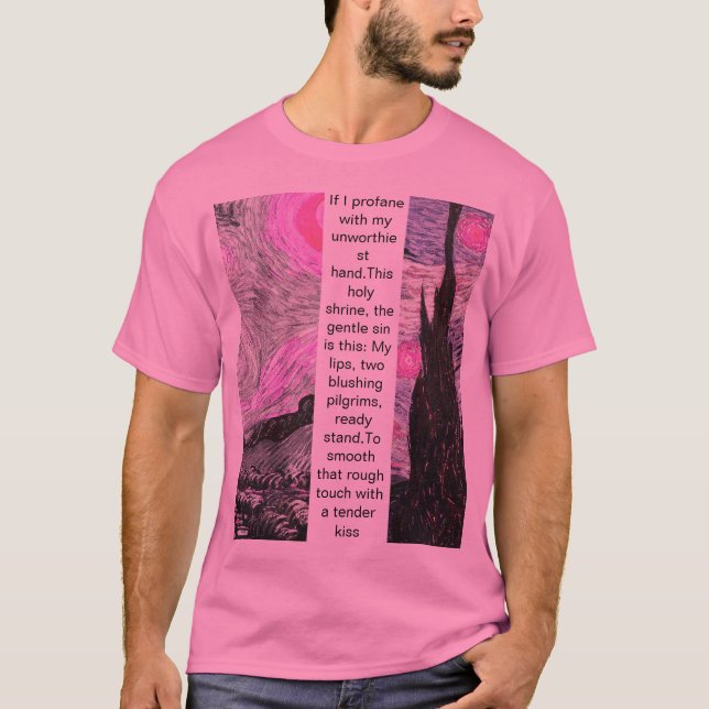 Camiseta Artistic Van Gogh Broken Paint Pink (Frente)