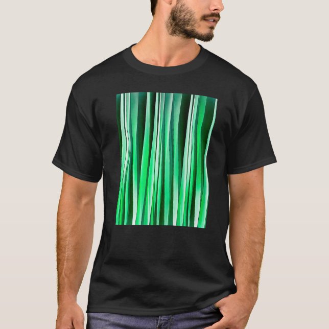 Camiseta Artistic Vertical Stripes Aquamarine Green Hues (Frente)