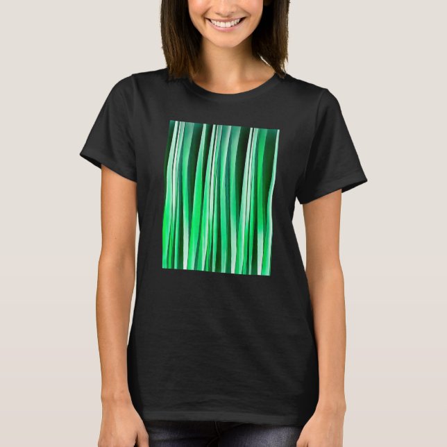 Camiseta Artistic Vertical Stripes Aquamarine Green Hues (Frente)