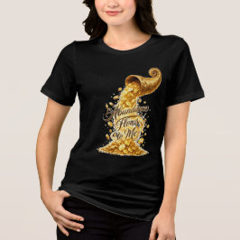 Camiseta Artística Abundância Dourada Flui para Mi