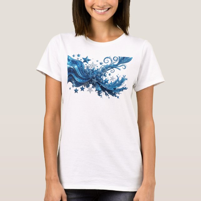 Camiseta Artística Azul BLUE STARS (Frente)