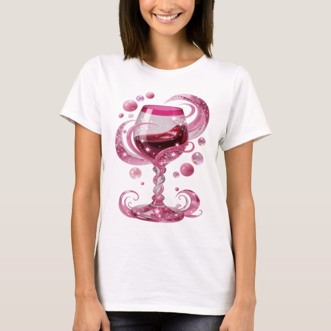 Camiseta Artística Prata COPO DE VINHO ROSA Statem (Frente)