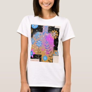 Camiseta Artística Rosa Azul Dourado - Sussurro de