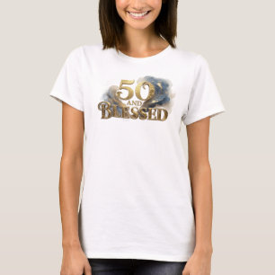 Camiseta Artístico 50 E ABENÇOADO Impressão Criativa