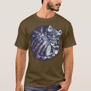 Camiseta Artístico Enrolado Gato Azul Gato Gato Tabby Cat A