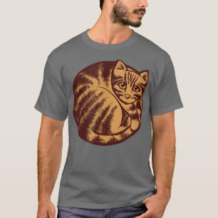Camiseta Artístico Enrolado Gato Laranja-Gato Tabby Cat Art