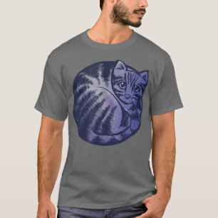 Camiseta Artístico Enrolado Gato Púrpura Púrpura Púrpura Pú